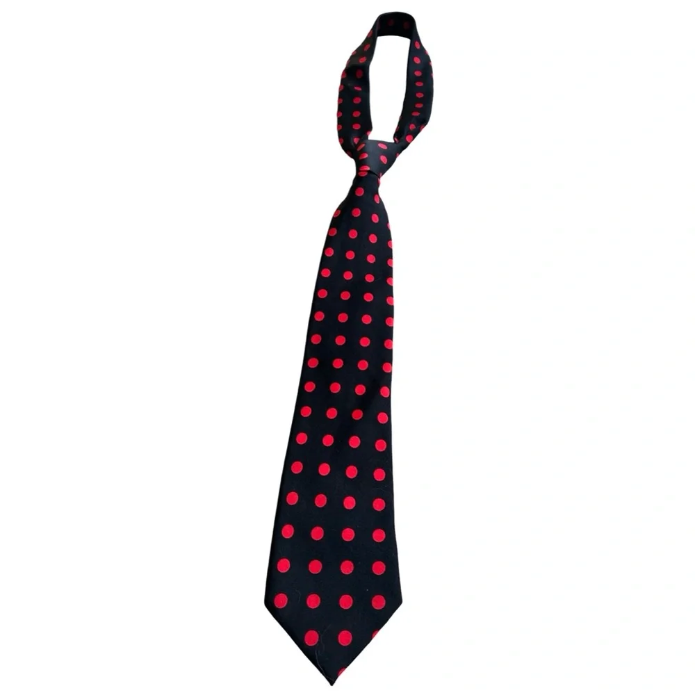 NWOT Men’s Vtg 1990s Vittorio Faring Italian Designer Black & Red Polka Dot Tie